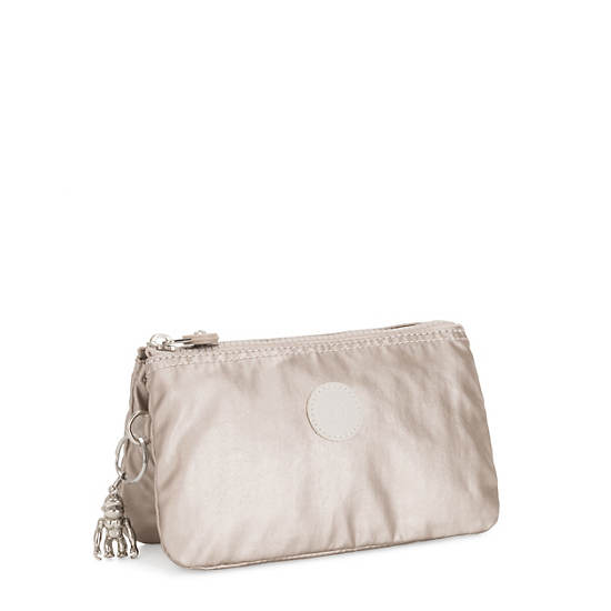 Kipling Creativity Large Metallic Pouches Beige | NO 1503EB